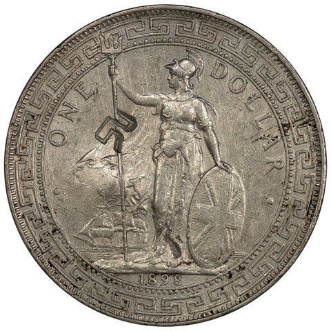 1898-B British Silver Trade Dollar KM.T5 - AU Details (Chop Marked)