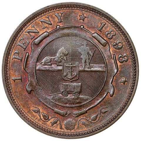 1898 South Africa Penny KM.2 - Choice About Uncirculated
