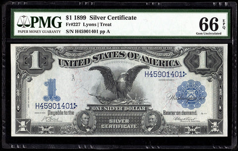 1899 $1 "Black Eagle" Silver Certificate Fr. 227 - PMG Gem Uncirculated 66