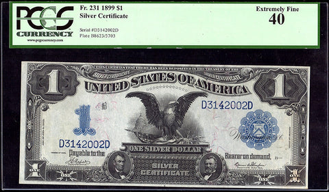 1899 $1 "Black Eagle" Silver Certificate Fr. 231 - PCGS Extremely Fine 40 PPQ
