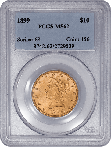 1899 $10 Liberty Gold Eagle - PCGS MS 62 - Brilliant Uncirculated