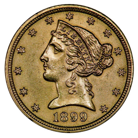 1899 $5 Liberty Head Gold - Choice About Uncirculated
