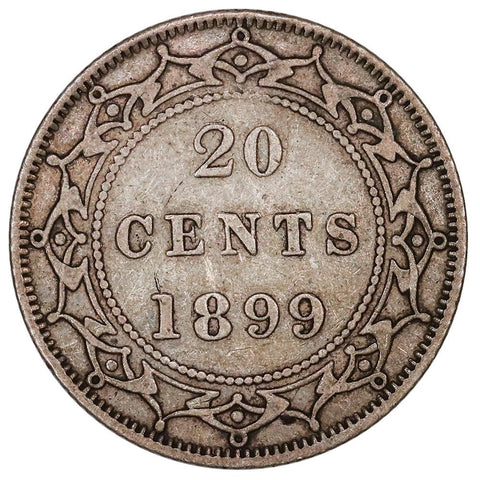 1899 Hook 9s Newfoundland Silver 20 Cents KM.4 - Very Fine