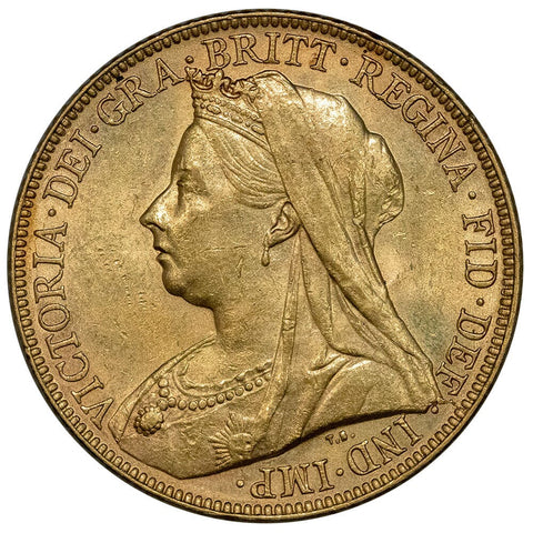 1899 Great Britain Victoria Mature Head Gold Sovereign - About Uncirculated+