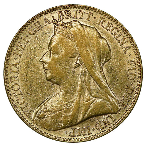 1899 Great Britain "Old Queen Victoria" Gold Sovereign - About Uncirculated