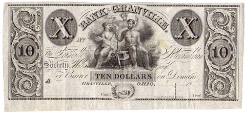 (1837-38) $10 Bank of Granville / Granville Alexandrian Society Ohio ~ OH-230-G24 ~ XF