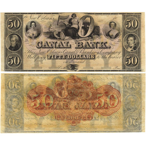18__ $50 Canal Bank New Orleans, LA Remainder Note - Choice About Uncirculated