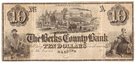 18__ $10 Berks County Bank Remainder Note Reading PA ~ PA-590-G28 ~ XF