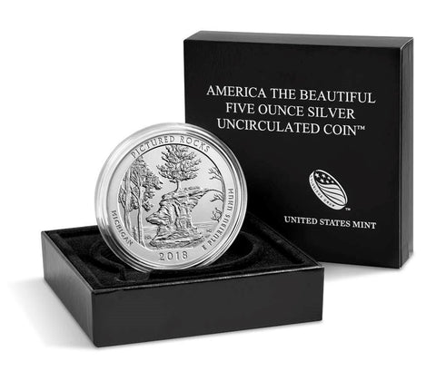 2018 Pictured Rocks America the Beautiful 5 oz Silver Uncirculated Coin w/ Box & C.O.A.