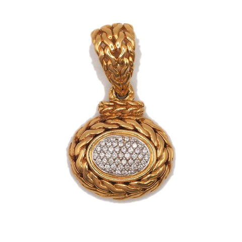 John Hardy Pavé Set Diamond Braided 18k Gold Pendant
