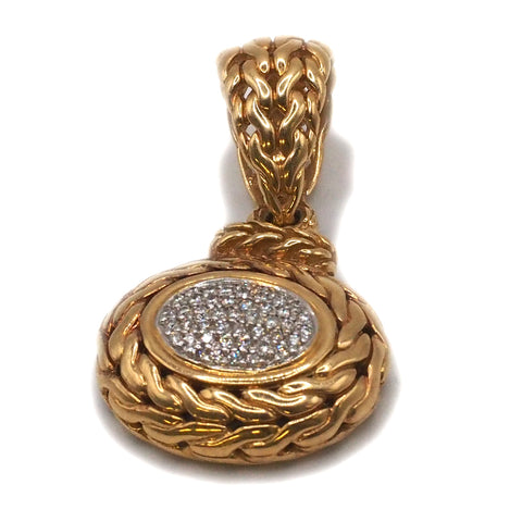 John Hardy Pavé Set Diamond Braided 18k Gold Pendant