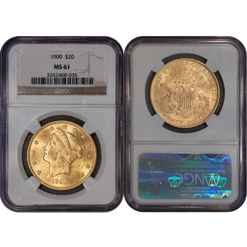 1900 $20 Liberty Double Eagle Gold Coin - NGC MS 61 - Brilliant Uncirculated