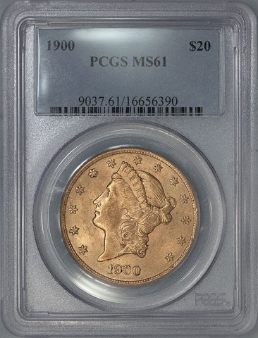 1900 $20 Liberty Double Eagle Gold Coin - PCGS MS 61