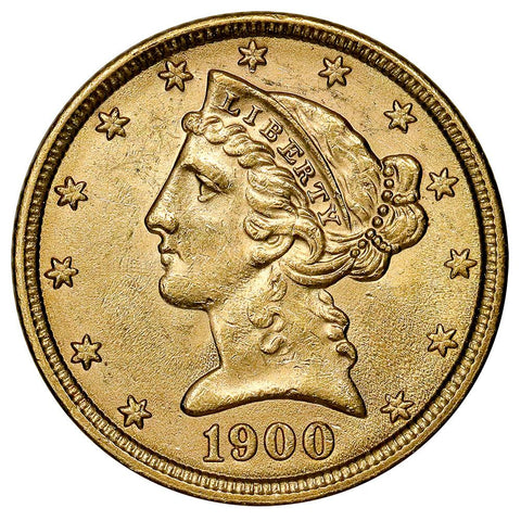 1900 $5 Liberty Head Gold - Choice About Uncirculated