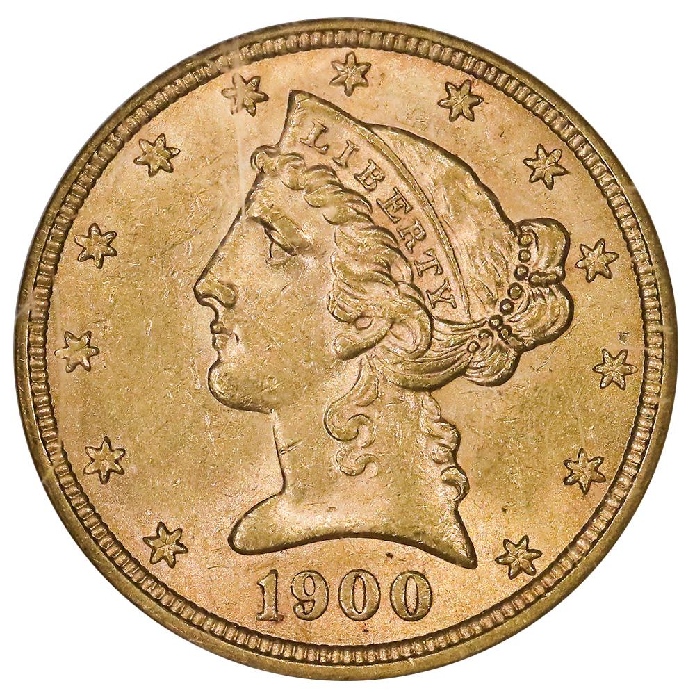 1900 5 Liberty Head Gold Coin NGC MS 61 Brilliant Uncirculated