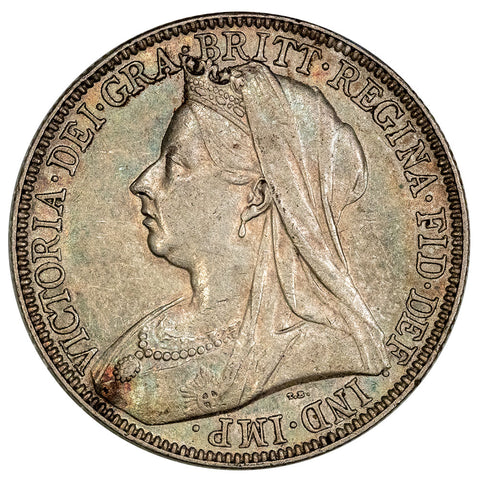 Pretty 1900 Great Britain Victoria Silver Florin - About Uncirculated