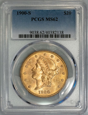 1900-S $20 Liberty Double Eagle Gold Coin - PCGS MS 62
