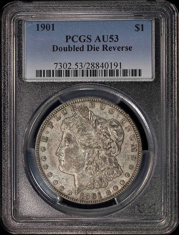 1901 Morgan Dollar Doubled Die Reverse - PCGS AU 53 - Scarce Red Book Variety