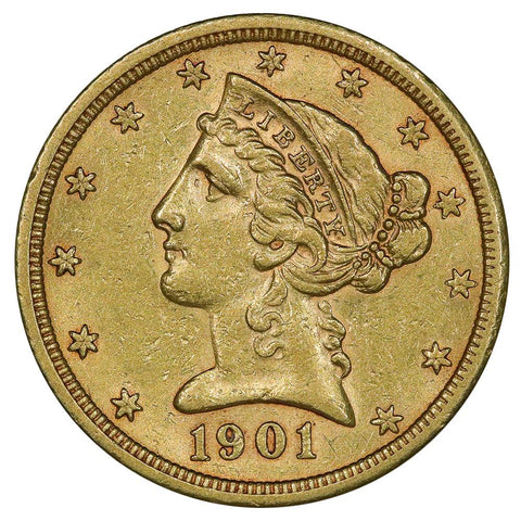 1901-S $5 Liberty Head Gold - About Uncirculated