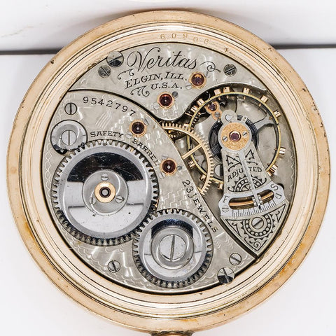 1902 Elgin GF Railroad Grade Pocket Watch - 21 Jewel, Grade 214 Veritas, Size 18s