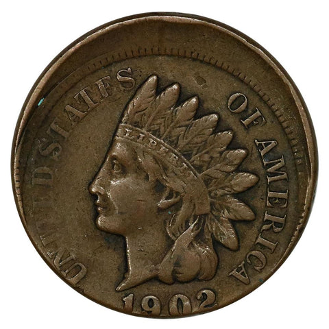 1902 Indian Head Cent - 12% Off-Center Error - Very Fine