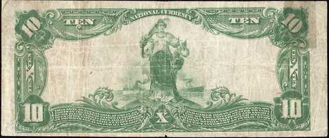 1902 Plain Back $10 Central National Bank of Richmond, VA Charter 10080 - Very Fine Details