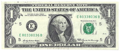 1969 $1 Federal Reserve Note (FR.1903E) - Ink Smear Back - Very Fine
