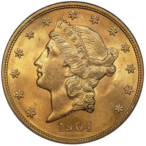 1904 $20 Liberty Double Eagle Gold Coin - PCGS MS 63 - Choice Uncirculated