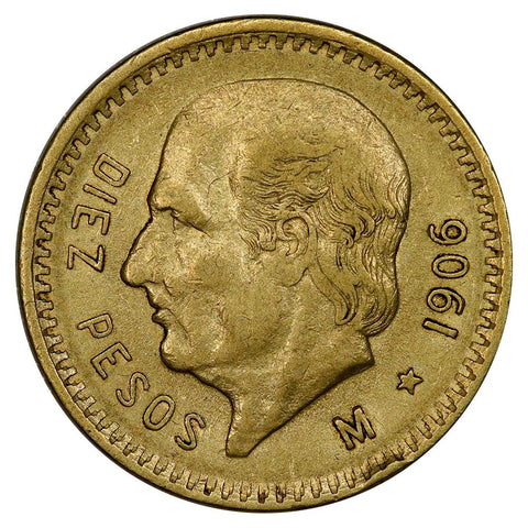 1906 Mexico 10 Peso Gold Coin KM. 473 - XF/AU