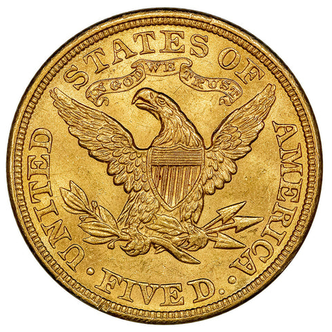 1906 $5 Liberty Head Gold Coin - Brilliant Uncirculated