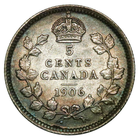 1906 Canada 5 Cent Silver KM.13 - Choice About Uncirculated