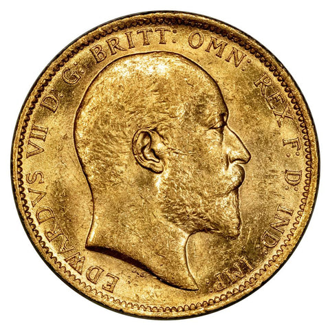 1906-S Australia Edward VII Gold Sovereign KM.15 - About Uncirculated