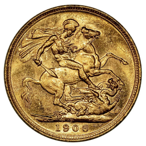 1906-S Australia Edward VII Gold Sovereign KM.15 - About Uncirculated