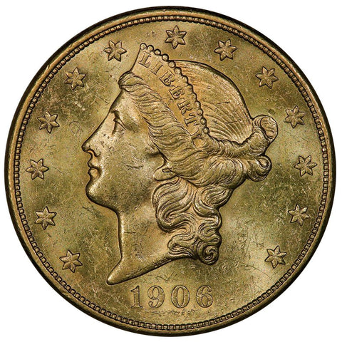 1906-S $20 Liberty Double Eagle Gold Coin - About Uncirculated+