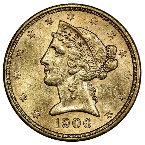 1906-S $5 Liberty Head Gold - Brilliant Uncirculated