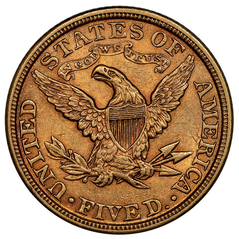 1907 $5 Liberty Head Gold Coin - About Uncirculated