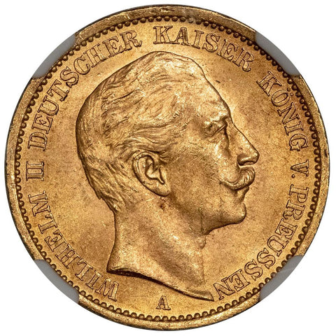 1907-A German States, Prussia Gold 20 Mark KM.521 - NGC MS 62
