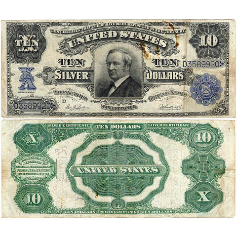 1908 $10 "Tombstone" Silver Certificate Fr.304 - Net Fine