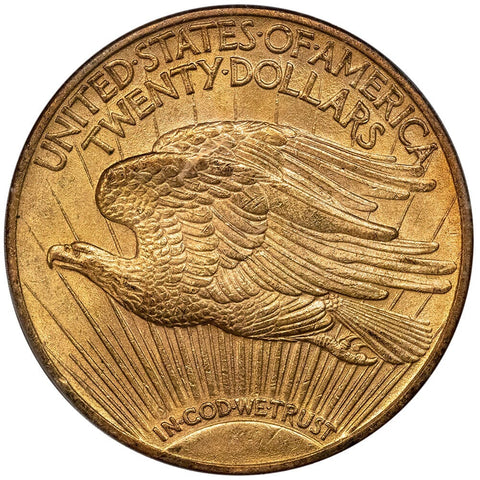 1908-D Motto $20 Saint Gaudens Double Eagle Gold Coin - PCGS MS 63 - Choice Uncirculated