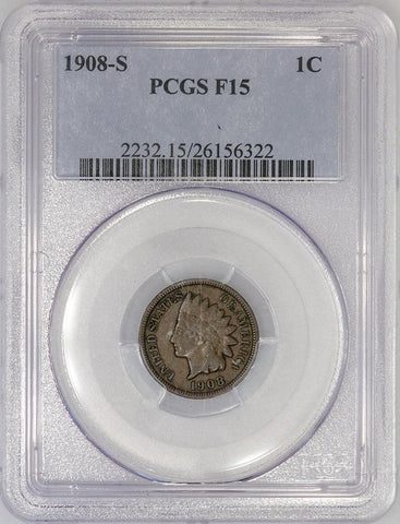 1908-S Indian Head Cent - PCGS Fine 15