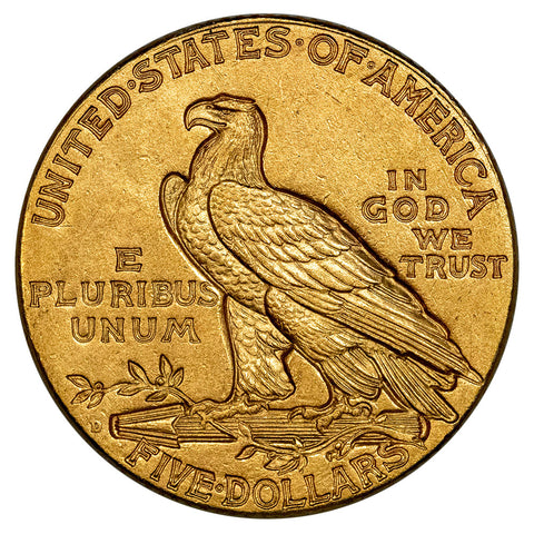 1909-D $5 Indian Half Eagle Gold Coin - Brilliant Uncirculated