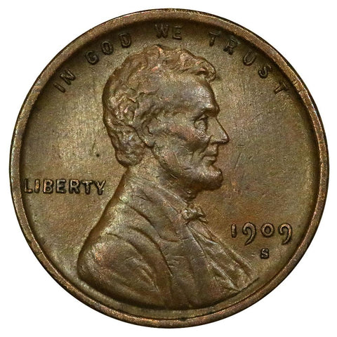 1909-S VDB Lincoln Wheat Cent - Key Date - About Uncirculated Detail
