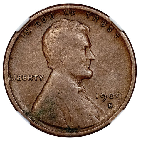 1909-S VDB Lincoln Wheat Cent - Key Date - NGC Fine 12