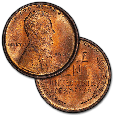 Lincoln Cents by Date 1909 to 1943 in Brilliant Uncirculated