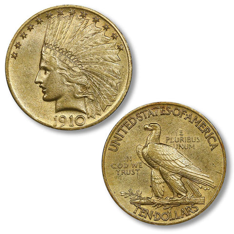 1910 $10 Indian Gold Coin - Choice About Uncirculated