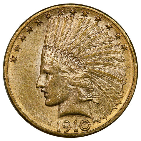 1910-D $10 Indian Gold Coin - About Uncirculated+