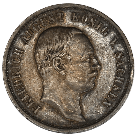 1911-E German States, Saxony Silver 2 Marks KM.1267 - Extremely Fine