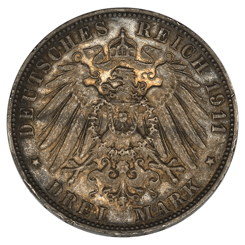 1911-E German States, Saxony Silver 2 Marks KM.1267 - Extremely Fine