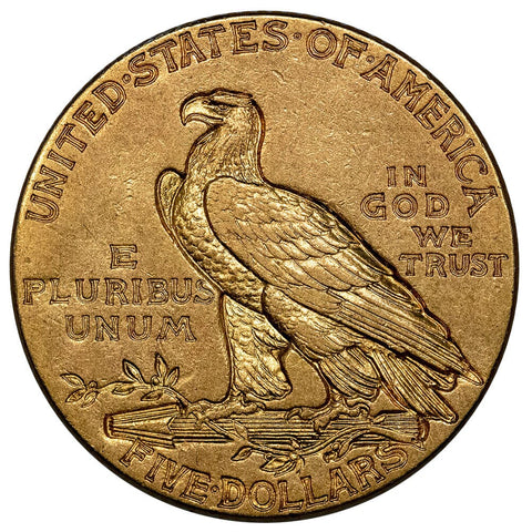 1911 $5 Indian Half Eagle Gold Coin - Extremely Fine
