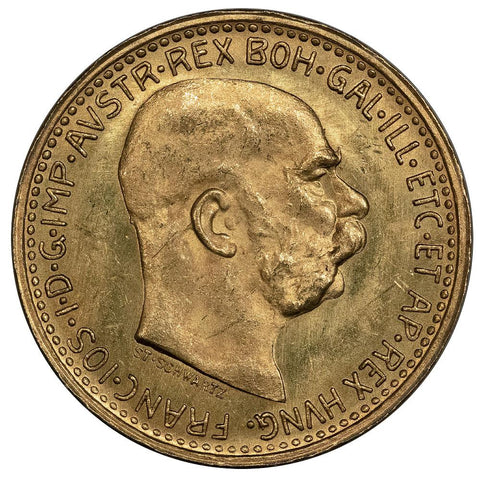 1912 Austria Gold 10 Corona KM.2816 - PQ Brilliant Uncirculated